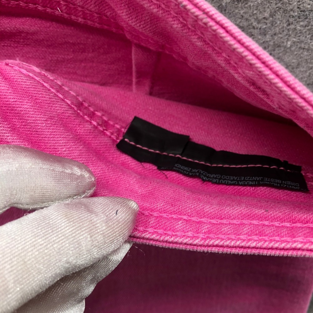 Zara High Waisted Wide Leg Pink Jeans Womens 8 Frayed Barbie Stretch - Picture 10 of 10